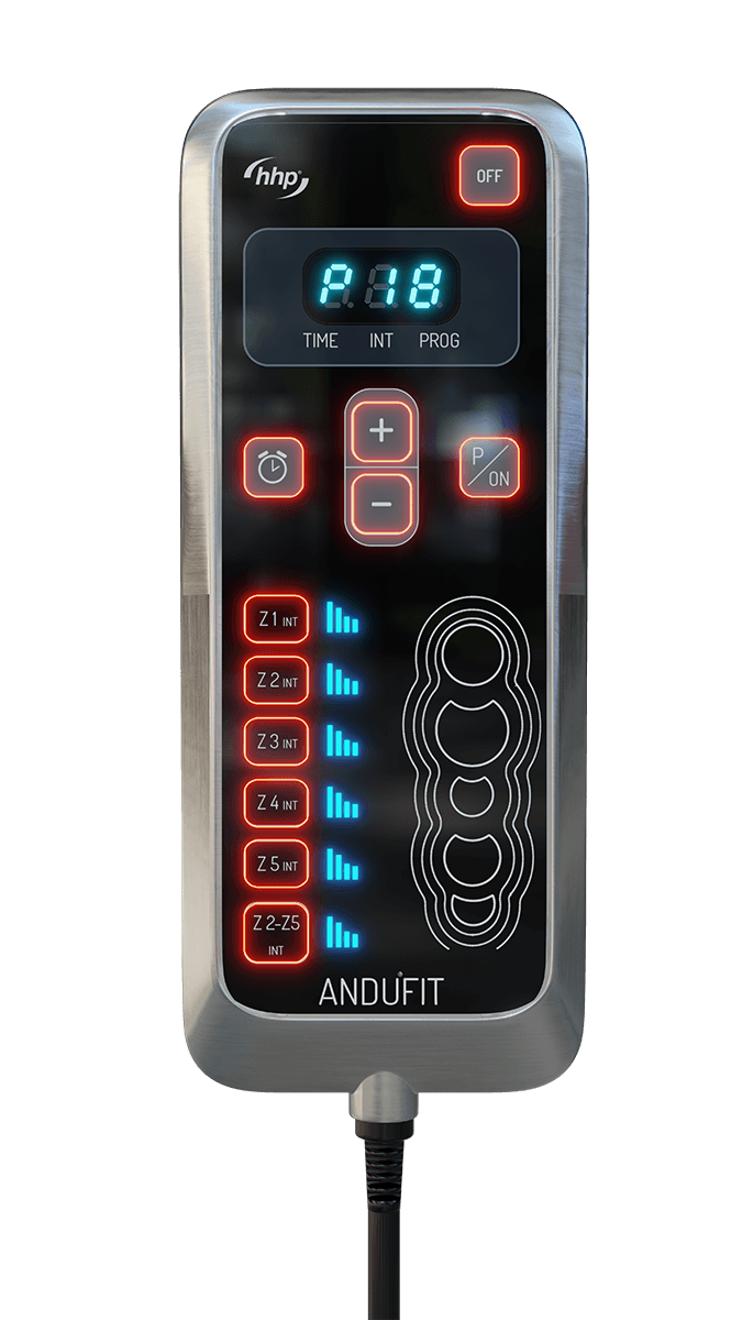 Bediening met massageprogramma's en intensiteit